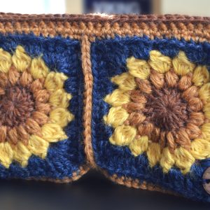Navy Crocheted Sunflower Wallet