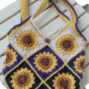 Crocheted Enby Sunflower Bag