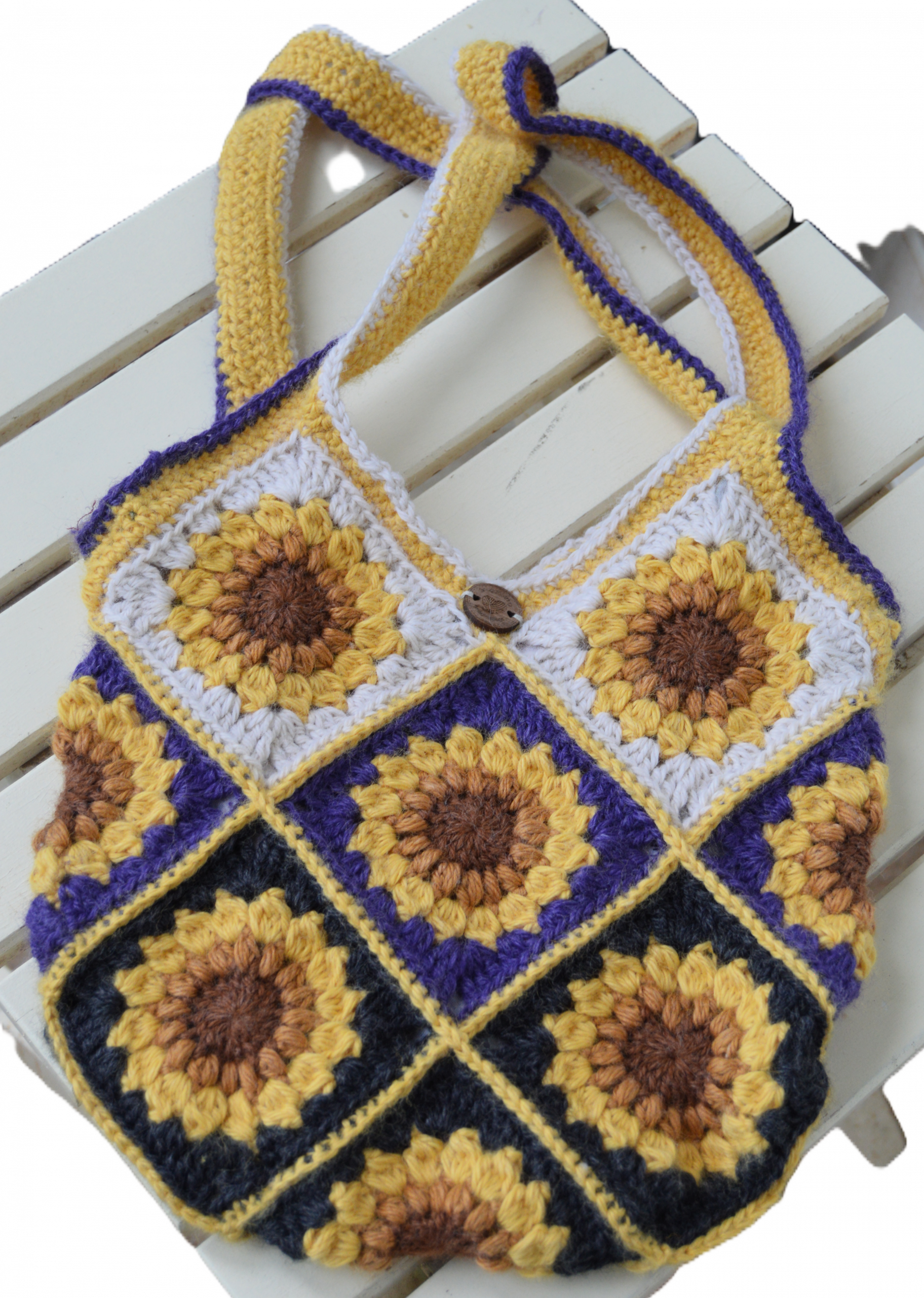 Crocheted Enby Sunflower Bag