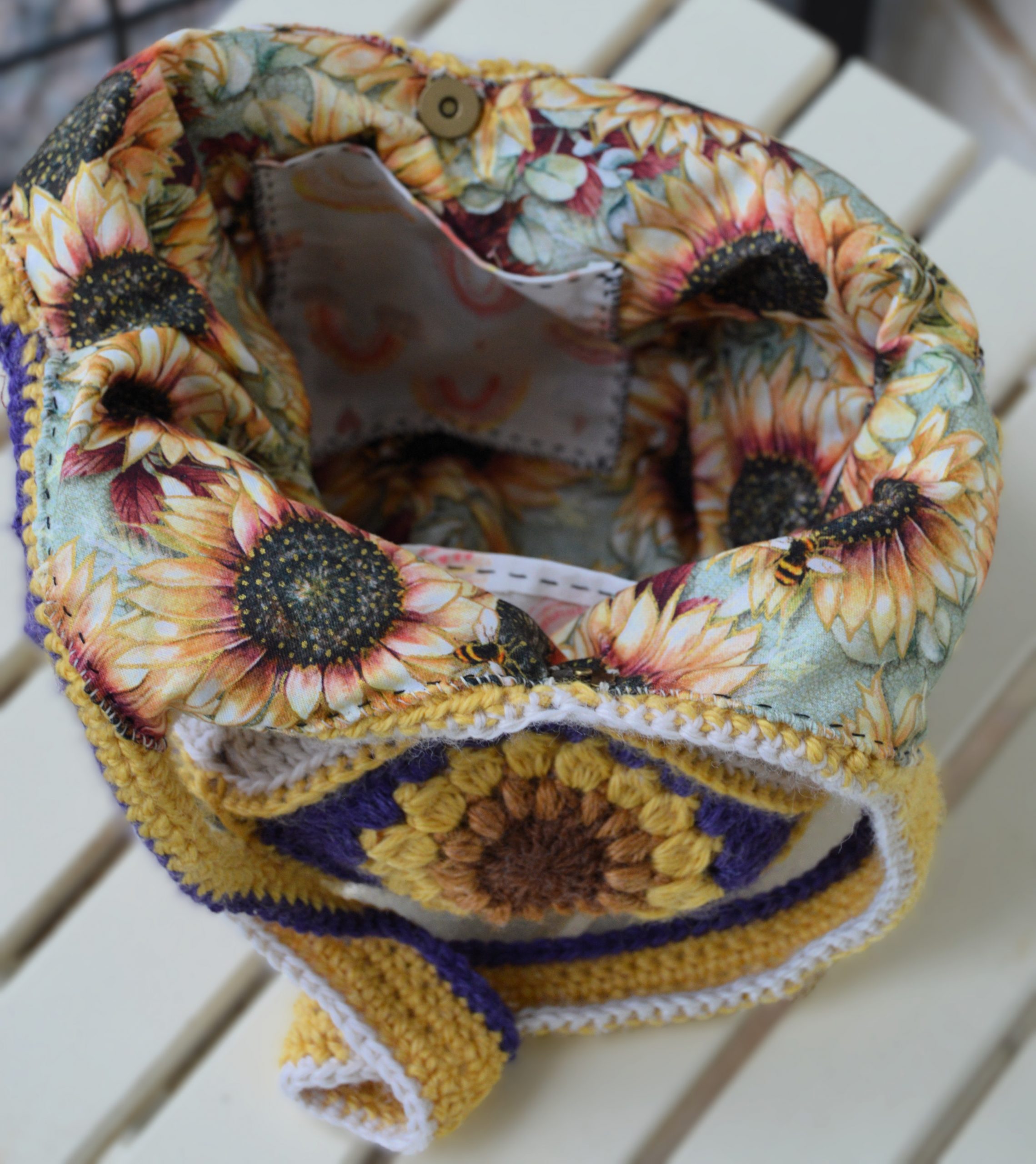 Crocheted Enby Sunflower Bag - Image 3