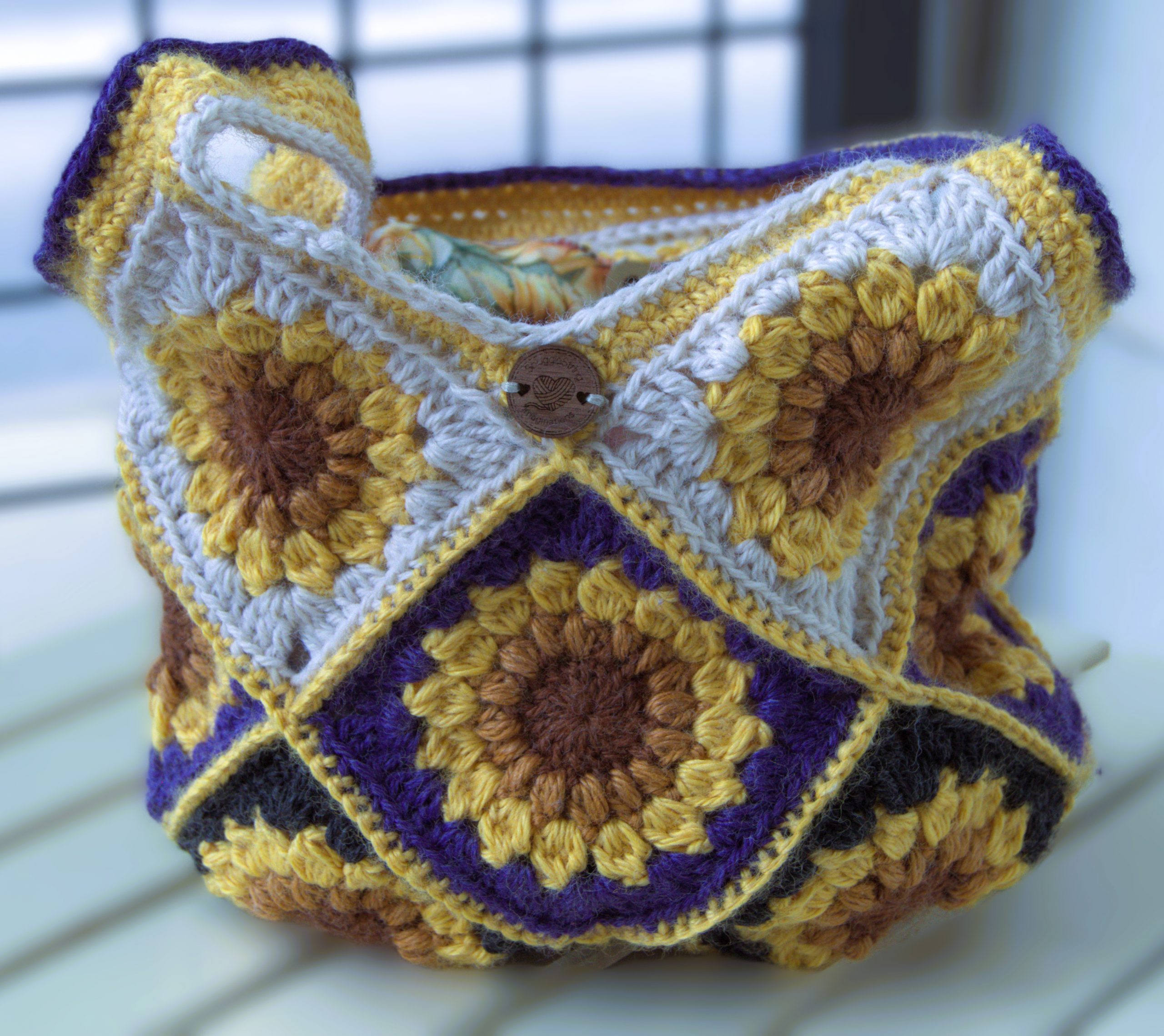 Crocheted Enby Sunflower Bag - Image 5